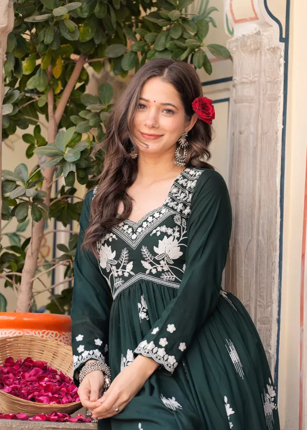 Green_Rayon_Premium_Kurta_Sharara_Set_For_Women