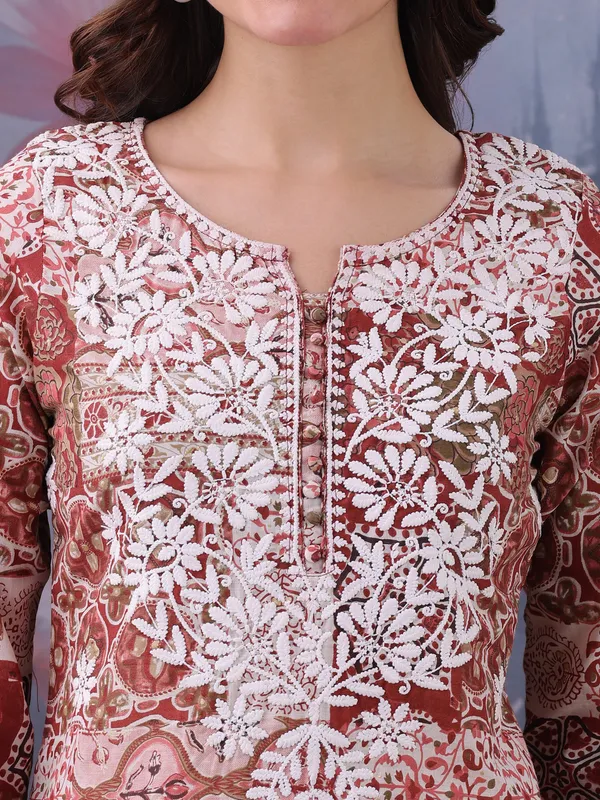 Maroon_Pure_Cotton_Premium_Kurti_For_Women