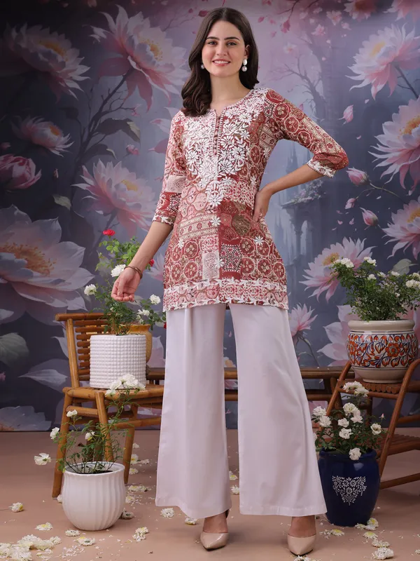 Maroon_Pure_Cotton_Premium_Kurti_For_Women