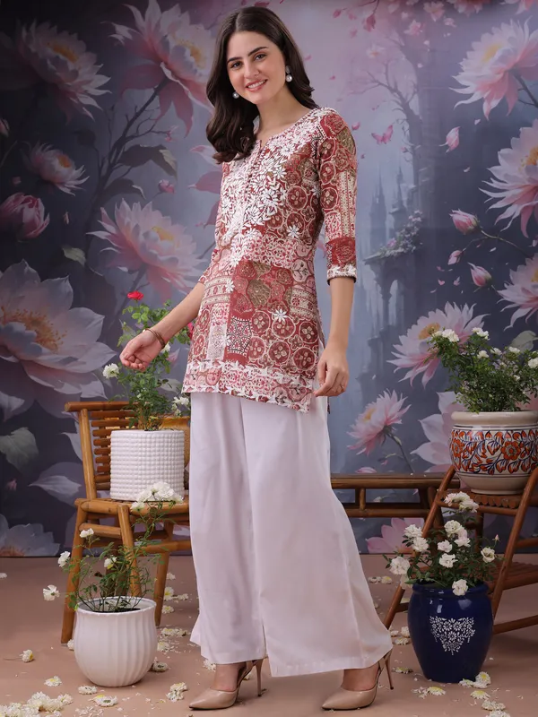 Maroon_Pure_Cotton_Premium_Kurti_For_Women
