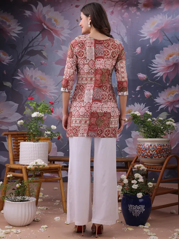 Maroon_Pure_Cotton_Premium_Kurti_For_Women