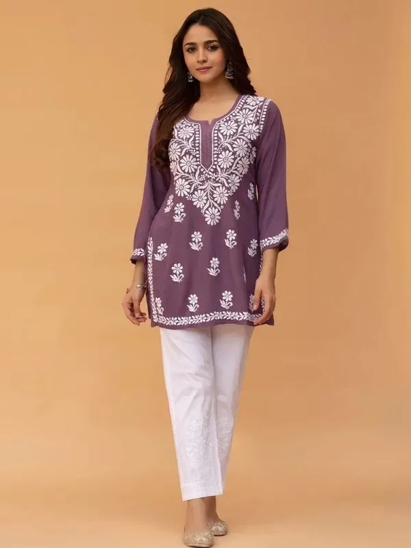 Purple_Rayon_Premium_Kurti_For_Women