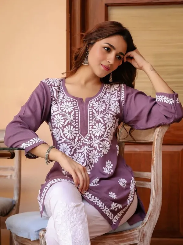Purple_Rayon_Premium_Kurti_For_Women