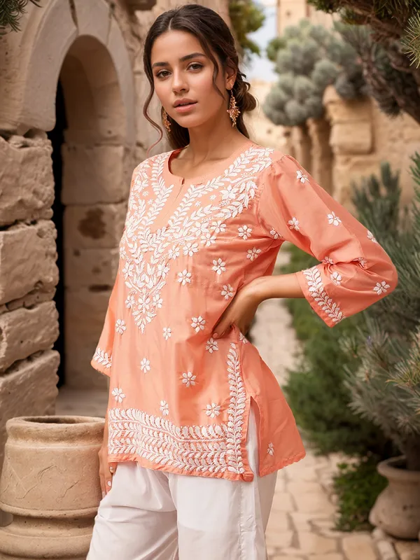 Peach_Rayon_Premium_Kurti_For_Women