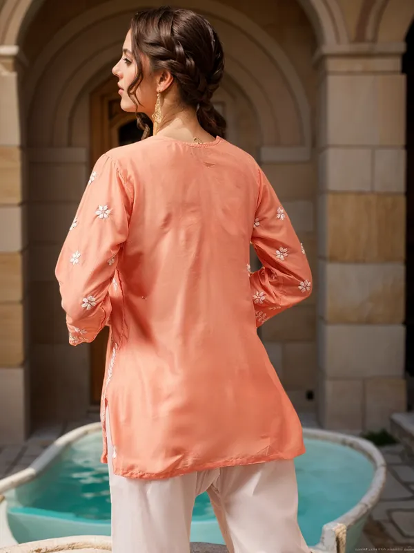 Peach_Rayon_Premium_Kurti_For_Women