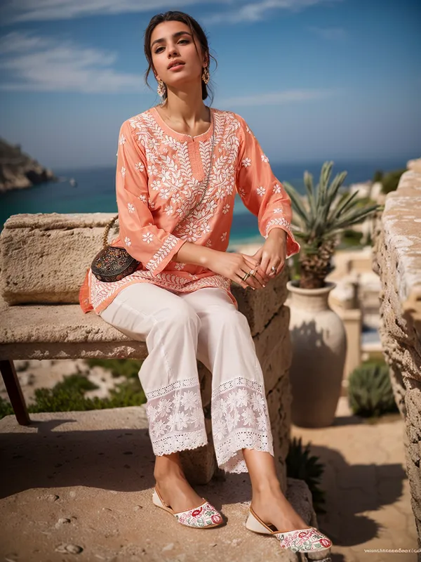 Peach_Rayon_Premium_Kurti_For_Women