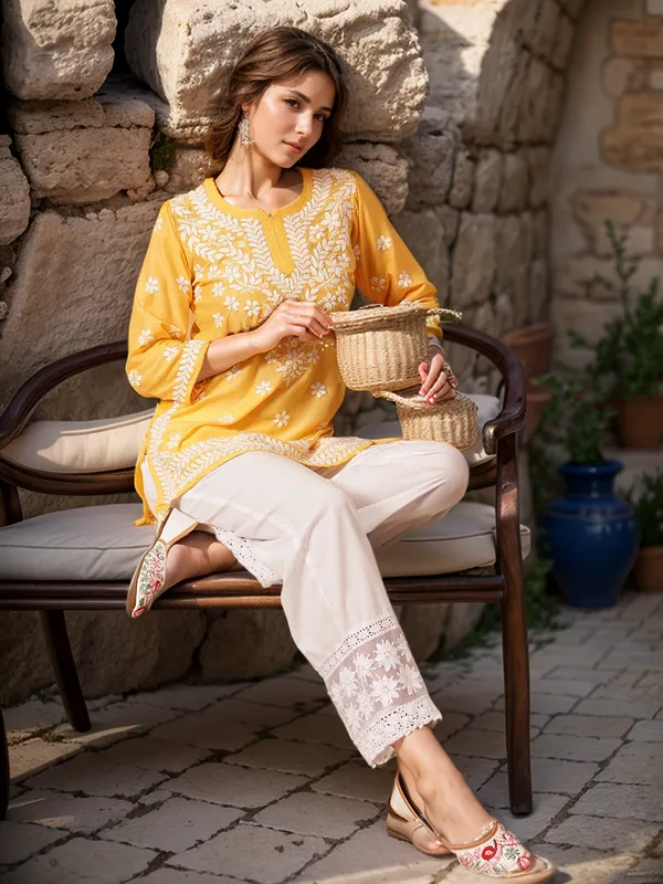 Yellow_Rayon_Premium_Kurti_For_Women