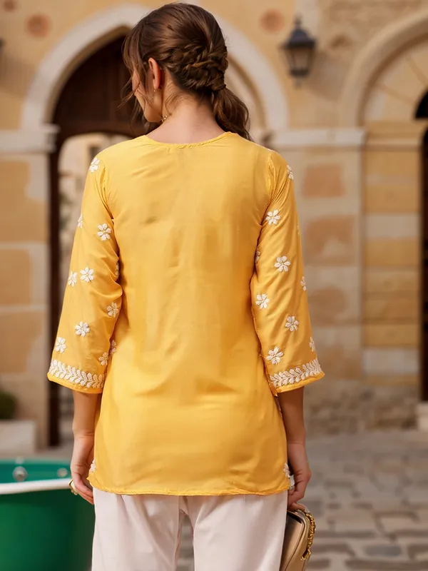 Yellow_Rayon_Premium_Kurti_For_Women