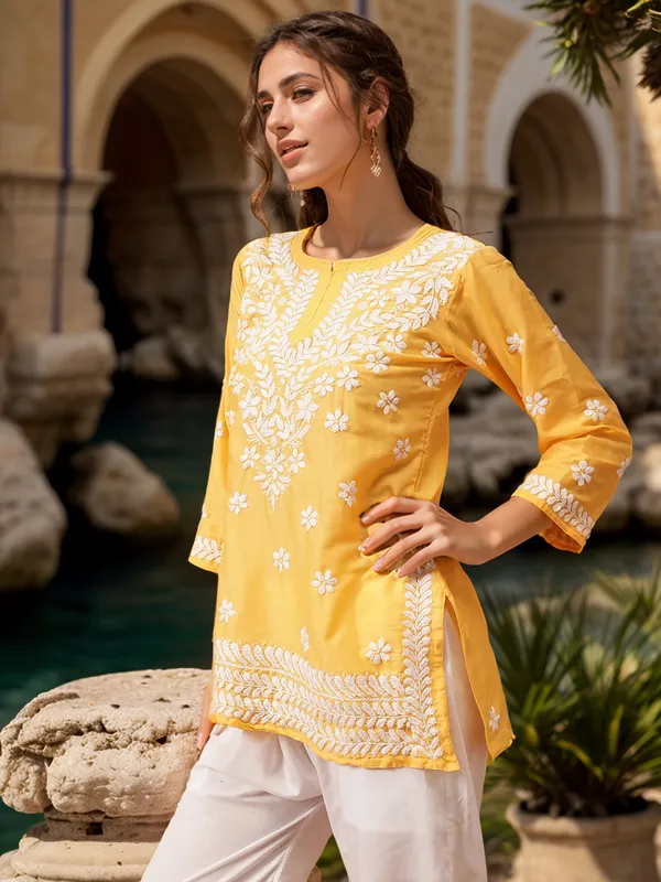 Yellow_Rayon_Premium_Kurti_For_Women