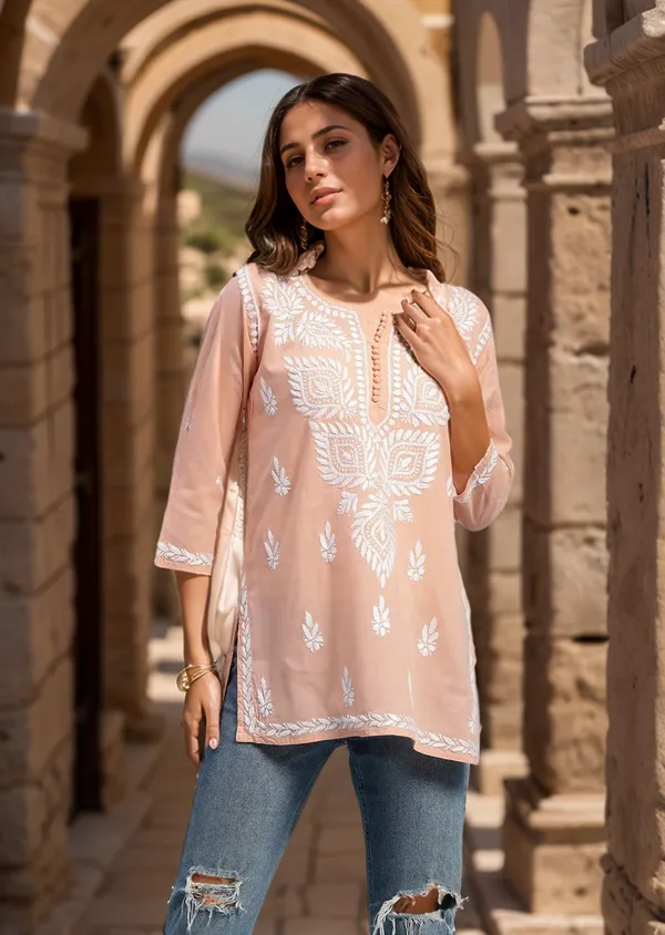 Peach_Rayon_Premium_Kurti_For_Women
