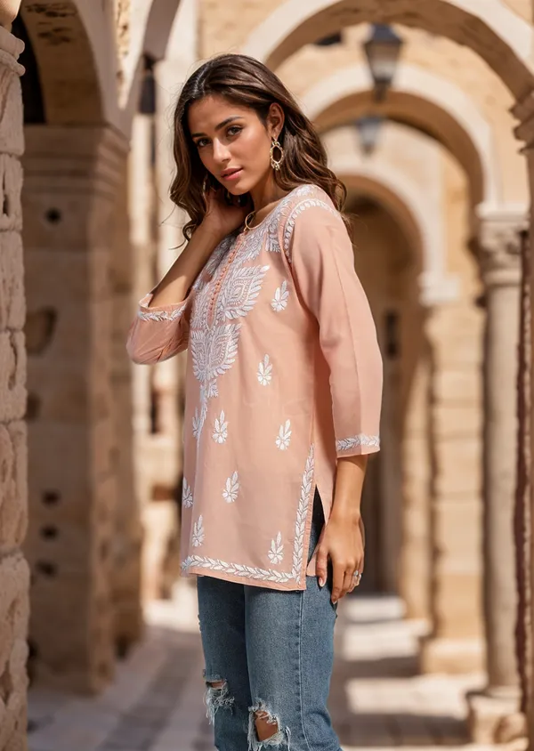 Peach_Rayon_Premium_Kurti_For_Women