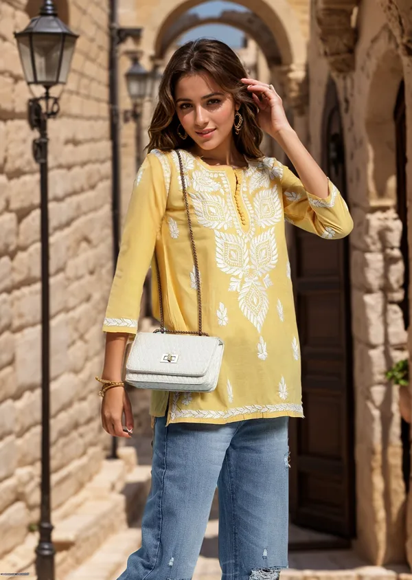 Yellow_Rayon_Premium_Kurti_For_Women