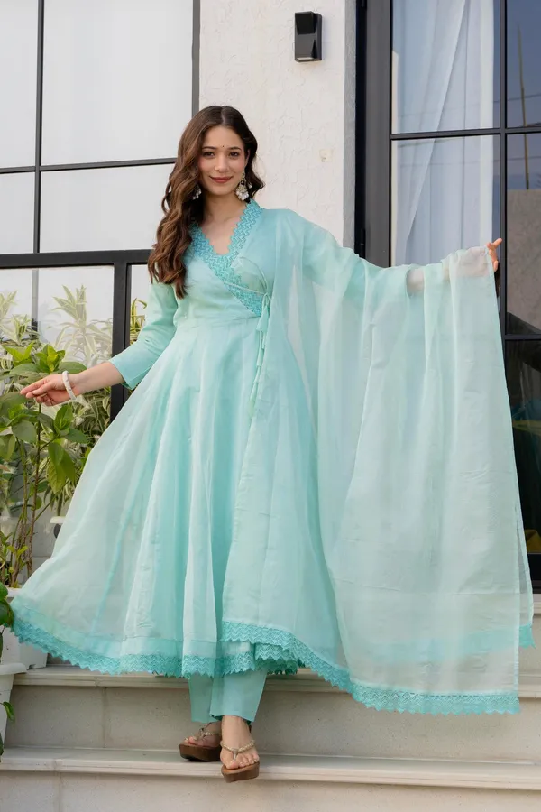 Sky_Blue_Organza_Premium_Kurta_Set_For_Women