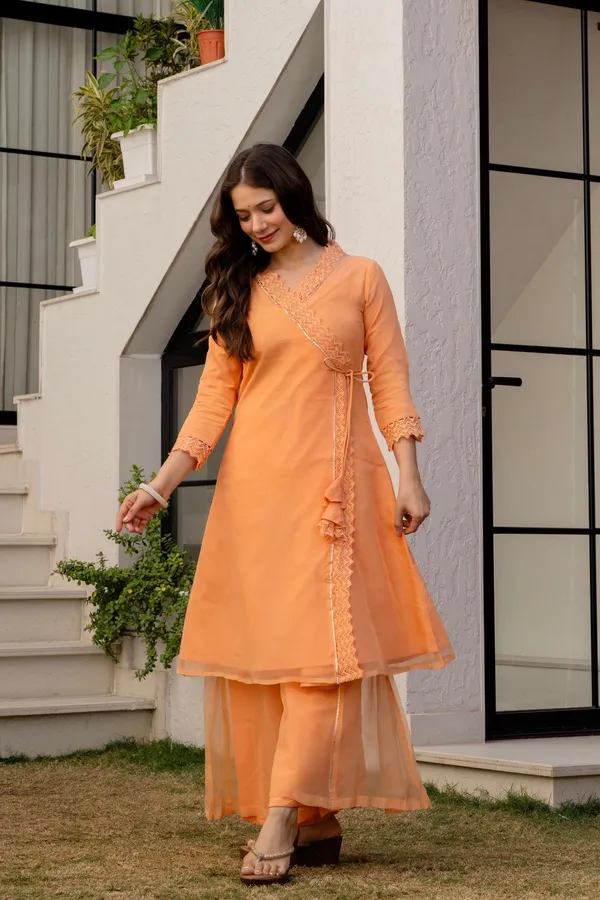 Orange_Organza_Premium_Kurta_Set_For_Women