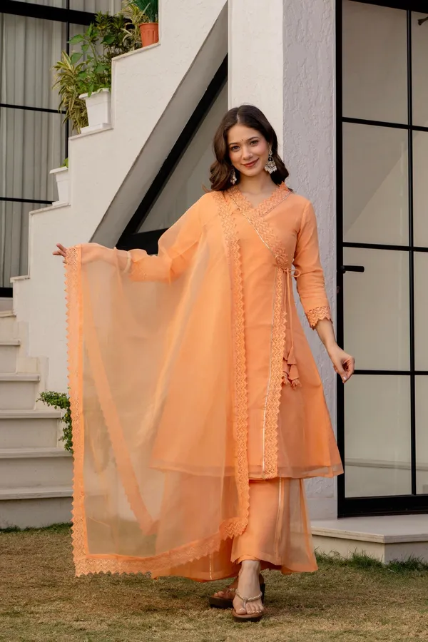 Orange_Organza_Premium_Kurta_Set_For_Women