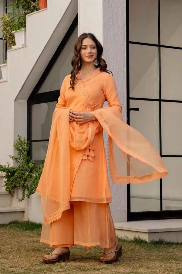 Orange_Organza_Premium_Kurta_Set_For_Women