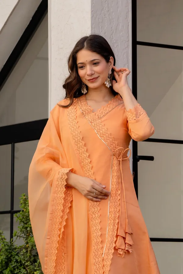 Orange_Organza_Premium_Kurta_Set_For_Women