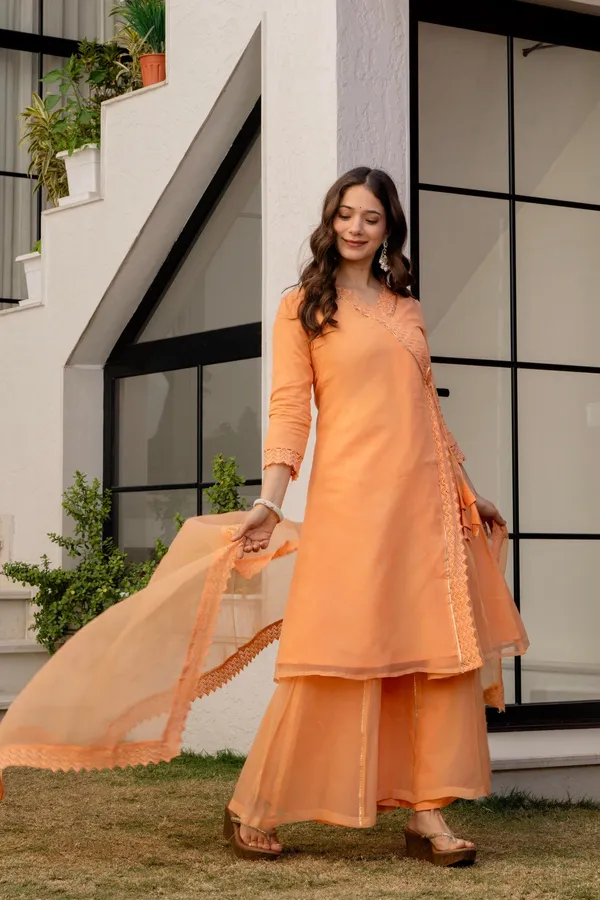 Orange_Organza_Premium_Kurta_Set_For_Women
