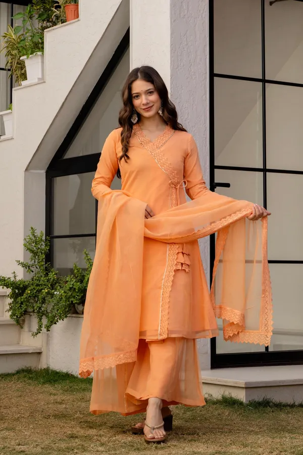 Orange_Organza_Premium_Kurta_Set_For_Women
