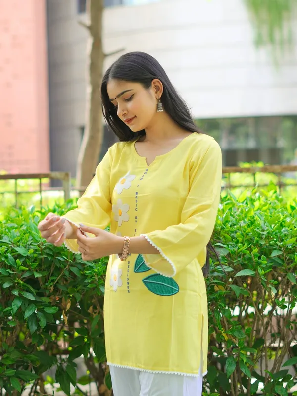 Yellow_100%_Cotton_Premium_Kurti_For_Women