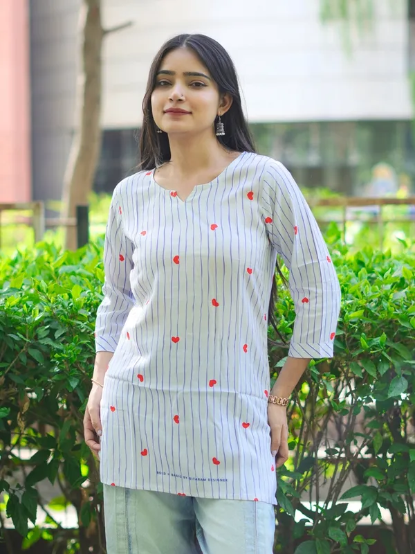 Off_White_100%_Cotton_Premium_Kurti_For_Women
