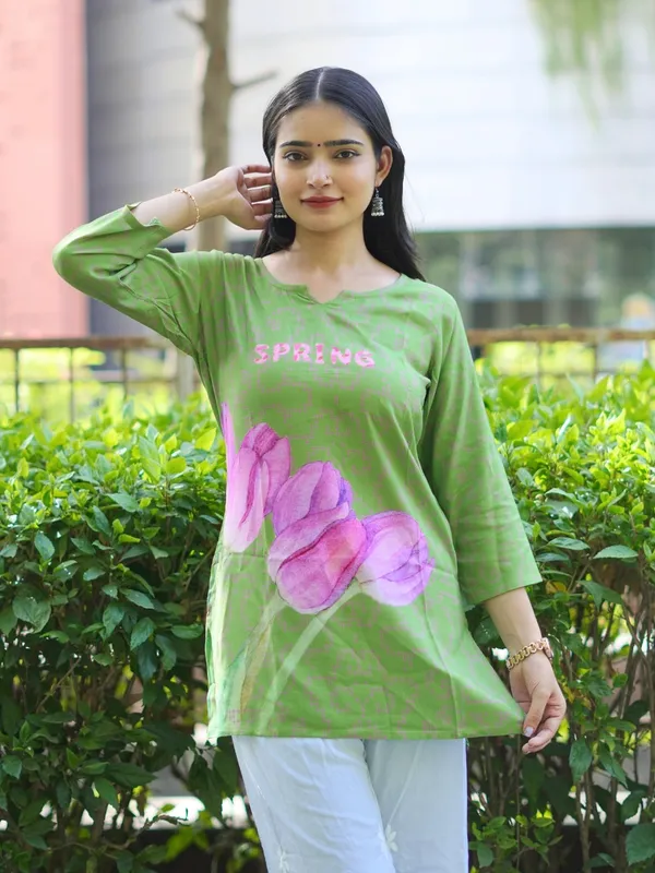 Green_100%_Cotton_Premium_Kurti_For_Women