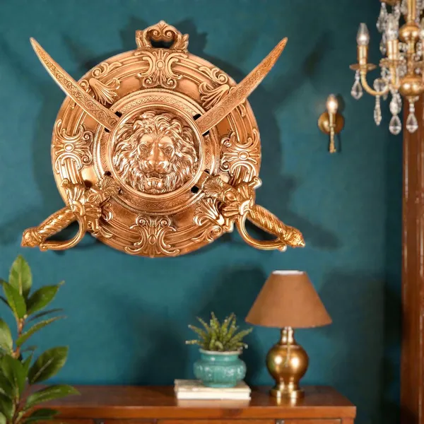 LION_FACE_DESIGN_DHAL_TALWAR_WALL_HANGING_|_DECORATIVE_ALLOY_SWORD_&_SHIELD_WALL_ART_|_TRADITIONAL_WARRIOR_SHOWPIECE_FOR_HOME,_LIVING_ROOM,_OFFICE_&_MANDIR_DECOR_-_17_INCH