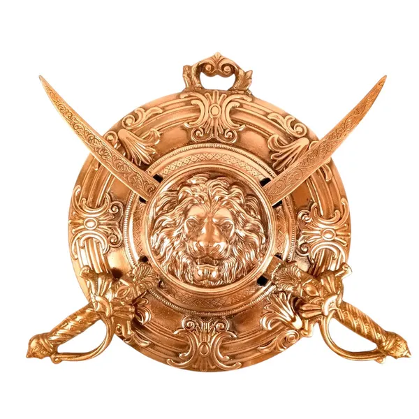 LION_FACE_DESIGN_DHAL_TALWAR_WALL_HANGING_|_DECORATIVE_ALLOY_SWORD_&_SHIELD_WALL_ART_|_TRADITIONAL_WARRIOR_SHOWPIECE_FOR_HOME,_LIVING_ROOM,_OFFICE_&_MANDIR_DECOR_-_17_INCH