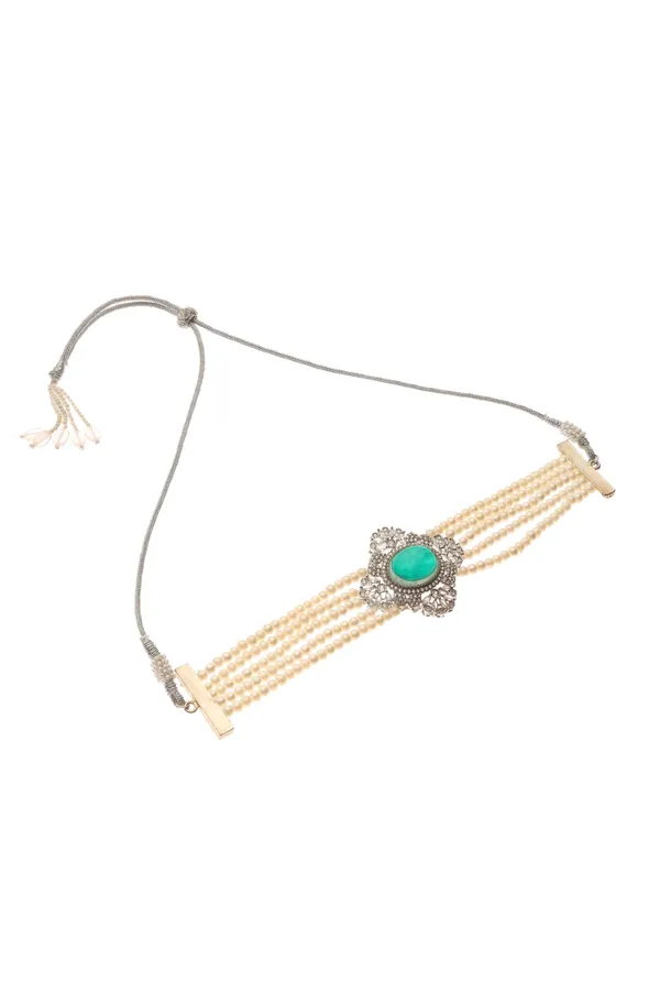 Freshwater_Pearl_Choker_Silver_And_Green