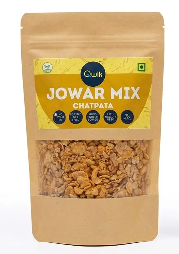 Qwik_Healthy_Jowar_Mix,_Chatpata_Flavor_(100g_-_Pack_of_3)_|_Roasted_Sorghum_Millet_Flakes_Namkeen_|_Diet_Chivda_Snacks_|_No_Palm_Oil,_No_MSG_|_Crunchy_Low_Calorie_Tea_Time_Snack