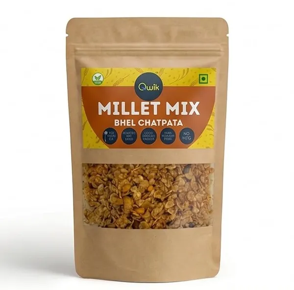 Qwik_Healthy_Millet_Mix,_Bhel_Chatpata_Flavor_(100g_-_Pack_of_3)_|_Roasted_Snacks_Diet_Namkeen_|_Jowar_&_Bajra_Flakes_Chivda_|_No_Palm_Oil,_No_MSG_|_Crunchy_Low_Calorie_Tea_Time_Snack