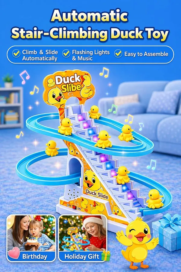 Duck_Slide_Toy_Set,_Funny_Automatic_Stair-Climbing_Ducklings_Cartoon_Race_Track_Set_Duck_Roller_Coaster_Escalator_Toy_with_Flashing_Lights_&_Music_(Duck_Slide_Track_Set)