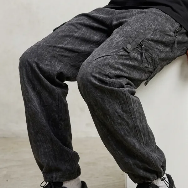 Men's_Charcoal_Gray_Trouser/_Lower_With_Elastic_Waist_And_Multiple_Pockets