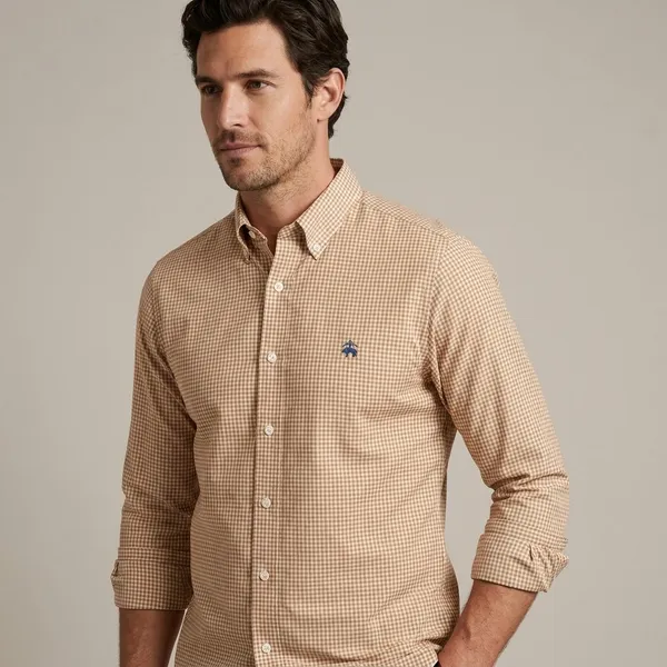 Men's_Beige_Checkered_Long_Sleeve_Casual_Shirt