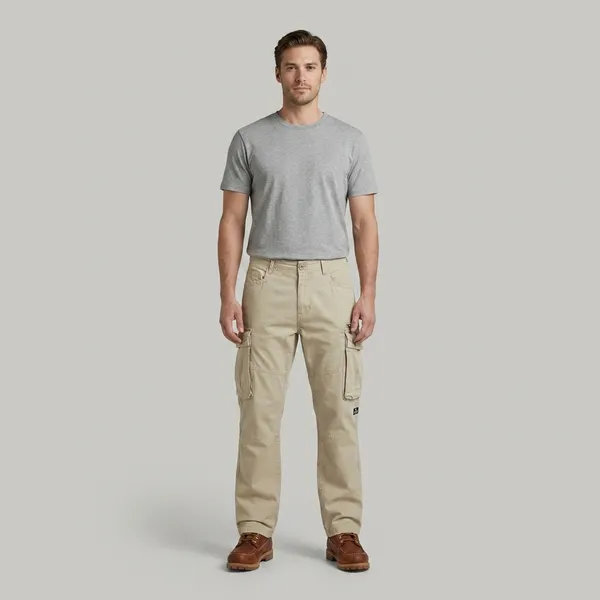 Men's_Beige_Multi_Pocket_Cargo_Pants_Utility_Style_Casual_Wear