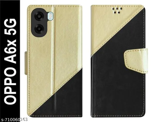 Luxury_Flip_Compatible_For_Oppo_A6x_5G_Flip_Cover_Leather_Finish_Inside_Tpu_With_Card_Pockets_Wallet_Stand_Complete_Protection_Flip_Case_Blue_-_Blue