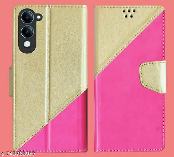 Luxury_Flip_Shock_Proof_Flip_Cover_Back_Case_For_Vivo_T4_Lite_5G_Iqoo_Z10_Lite_5G_Y04_4G_Y19_5G_Y19E_Magnetic_Button_Flip_Case_Wallet_Pockets_Stand_Leather_Finish_-_Black