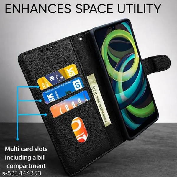 Flip_Cover_for_Redmi_A3_(2024)_/_Redmi_A3x_/_Poco_C61_Leather_Finish_|_Inside_TPU_with_Card_Pockets_|_Wallet_Stand_and_Shock_Proof_|_Complete_Protection_Flip_Case
