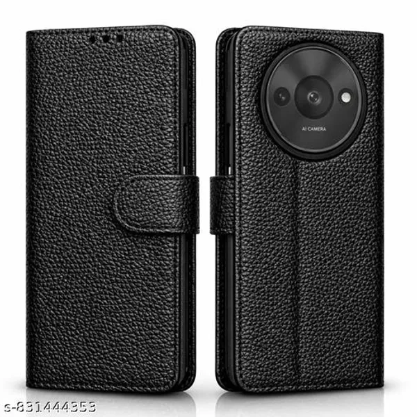 Flip_Cover_for_Redmi_A3_(2024)_/_Redmi_A3x_/_Poco_C61_Leather_Finish_|_Inside_TPU_with_Card_Pockets_|_Wallet_Stand_and_Shock_Proof_|_Complete_Protection_Flip_Case