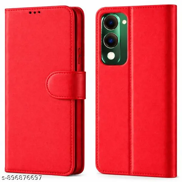 Luxury_Flip_Compatible_For_Vivo_T4_Lite_5G_Iqoo_Z10_Lite_5G_Vivo_Y19_5G_Vivo_Y19E_Flip_Cover_Leather_Finish_Inside_Tpu_With_Card_Pockets_Wallet_Stand_Complete_Protection_Flip_Case_-_Grey