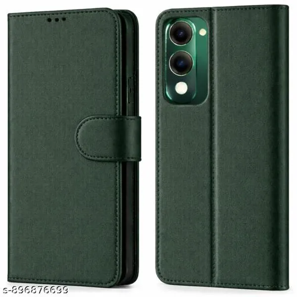 Luxury_Flip_Compatible_For_Vivo_T4_Lite_5G_Iqoo_Z10_Lite_5G_Vivo_Y19_5G_Vivo_Y19E_Flip_Cover_Leather_Finish_Inside_Tpu_With_Card_Pockets_Wallet_Stand_Complete_Protection_Flip_Case_-_Green