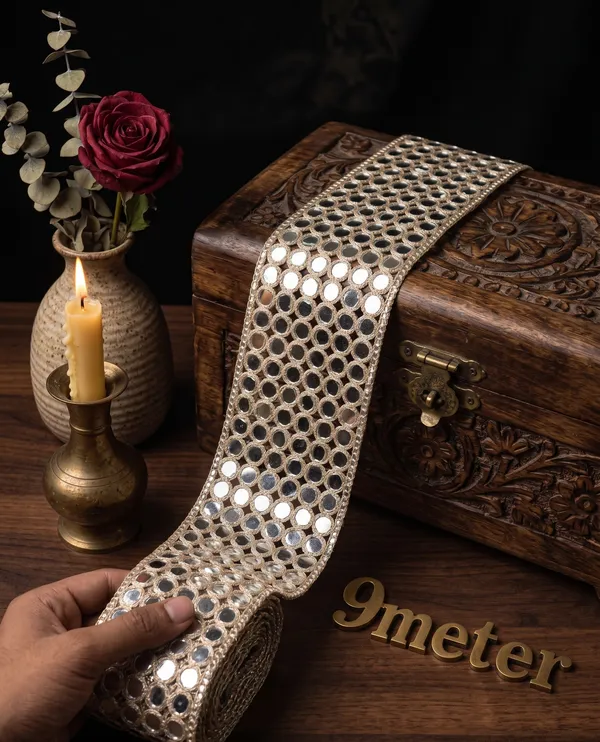 Decorative_Silver-Toned_Embroidered_Lace_Trim_With_Mirror_Embellishment