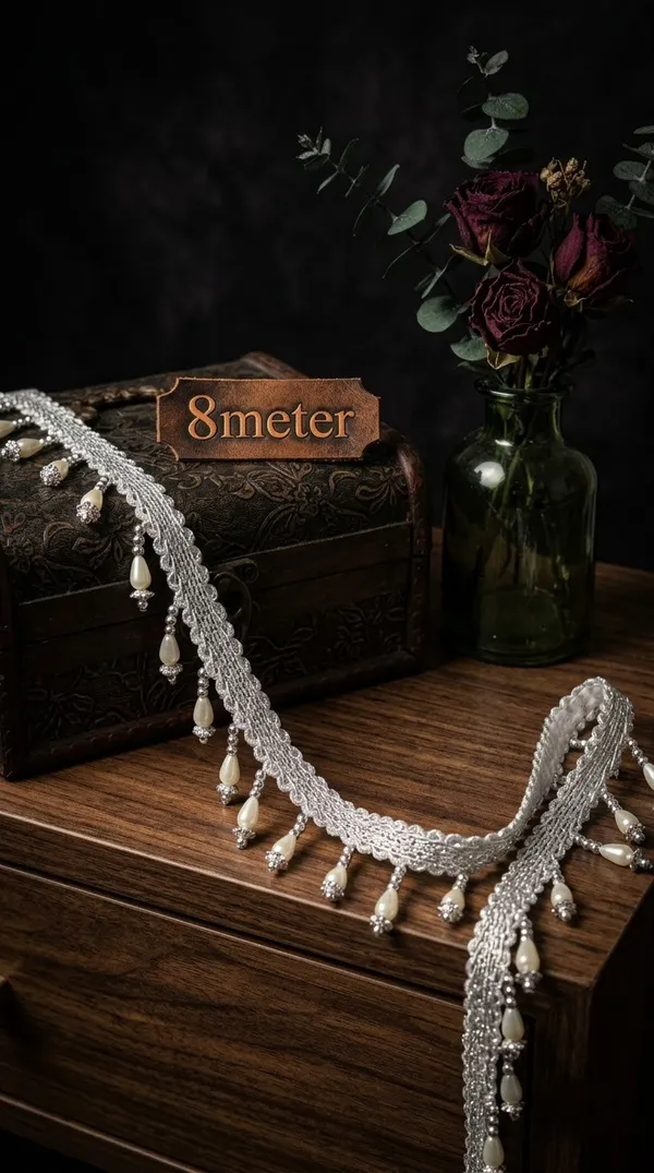 Bring_modern_sophistication_and_shimmering_elegance_to_your_ethnic_wear_with_this_Silver_Teardrop_Pearl_Fringe_Lace_Trim_(8_Meters)