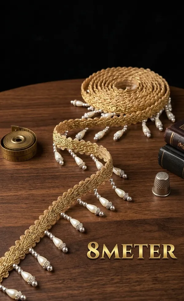 Bring_timeless_elegance_and_a_regal_touch_to_your_ethnic_wear_with_this_Gold_Teardrop_Pearl_Fringe_Lace_Trim_(8_Meters)