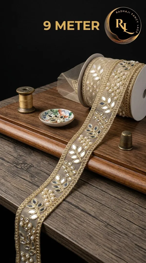 Designer_Ethnic_Embroidery_Lace_Trim_with_Mirror_and_Pearls_&_Diamonds_(9_Meters)