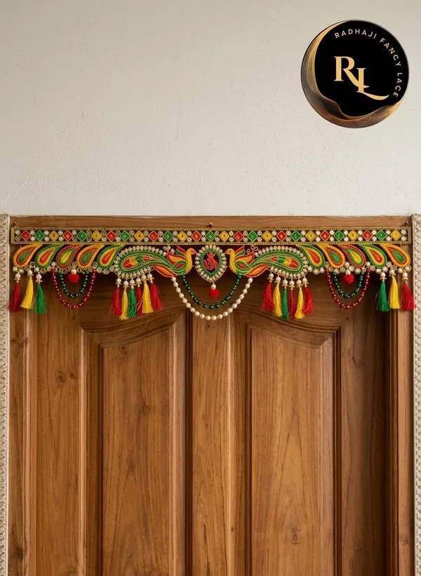 Designer_Festive_Door_Toran_/_Bandhanwar_with_Peacock_Motif,_Auspicious_Om_Medallion,_and_Silk_Tassels_for_Home_Decor