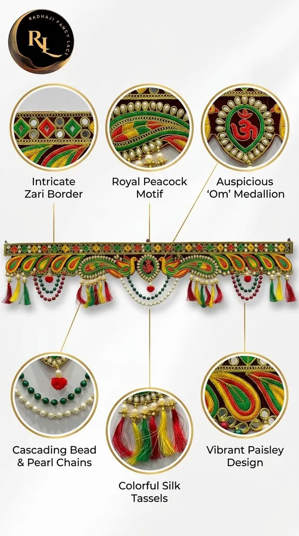 Designer_Festive_Door_Toran_/_Bandhanwar_with_Peacock_Motif,_Auspicious_Om_Medallion,_and_Silk_Tassels_for_Home_Decor
