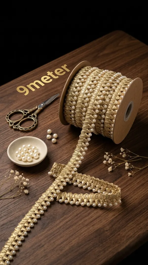 Enhance_your_ethnic_wear_and_designer_collections_with_this_Gold_Woven_Pearl_Beaded_Border_Trim_(9_Meters)