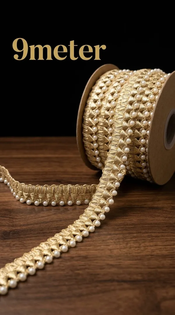 Enhance_your_ethnic_wear_and_designer_collections_with_this_Gold_Woven_Pearl_Beaded_Border_Trim_(9_Meters)