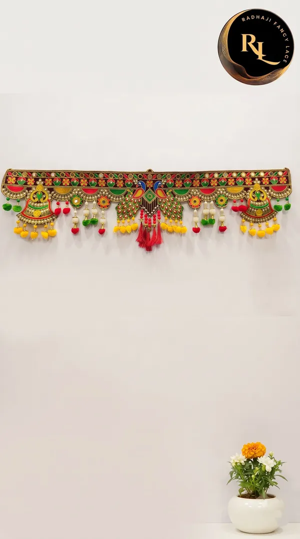 Festive_Door_Toran_/_Bandhanwar_with_Royal_Peacock_Motifs,_Mirror_Work,_and_Colorful_Hanging_Tassels